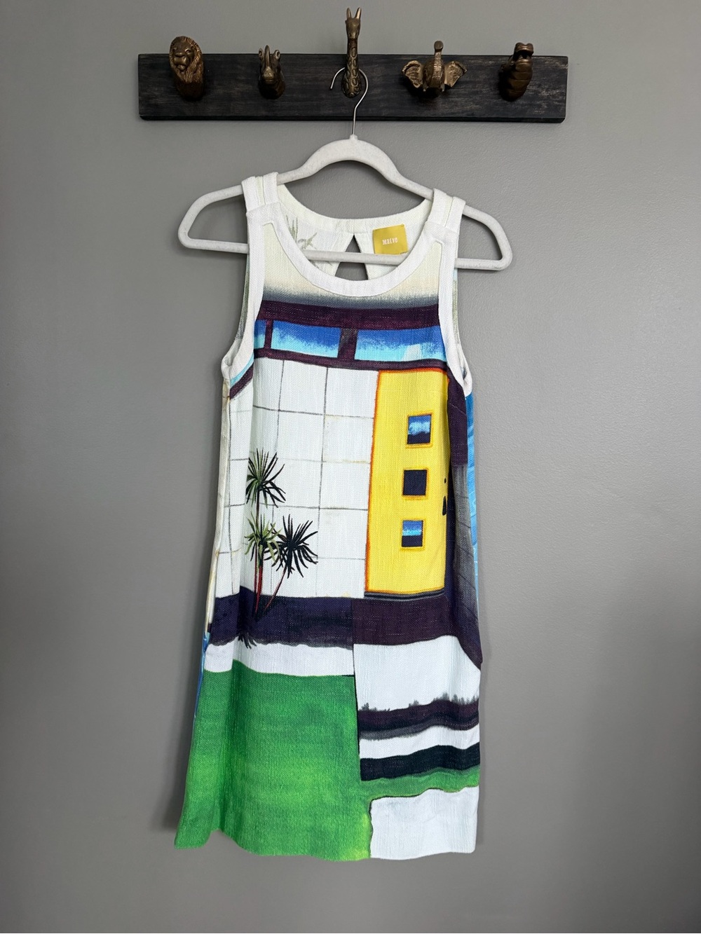 Anthropologie Girls' Sleeveless Dress with Yellow Door and Green Lawn Print
